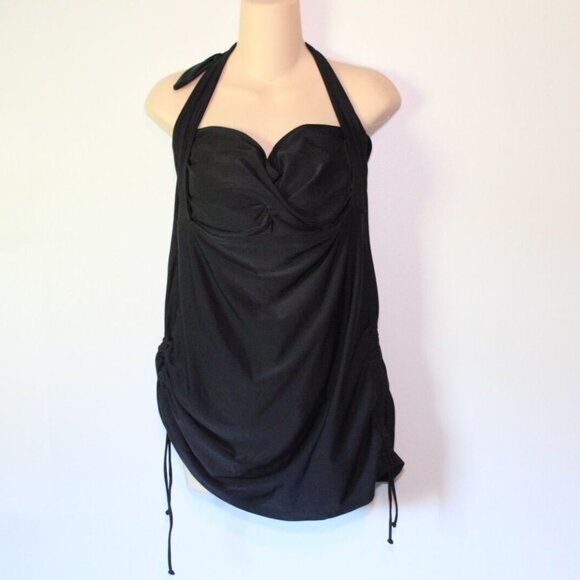 Swimsuits For All Other - Swimsuits For All One Piece Halter Swimsuit Twisted Ruched Black Size 16 H13539